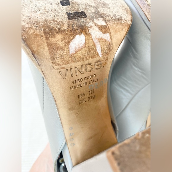 Vince Joanna Ankle-Strap Leather Booties Gray Leather Heels Shoes - Picture 8 of 16